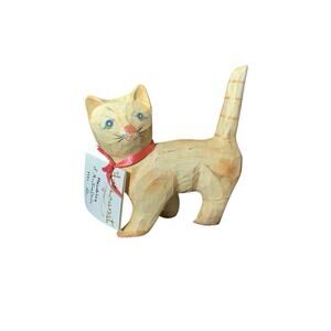 Artisanat Meubles d'Autrefois Montreal Quebec Cat Figure Wood Carved 4”Folk Art